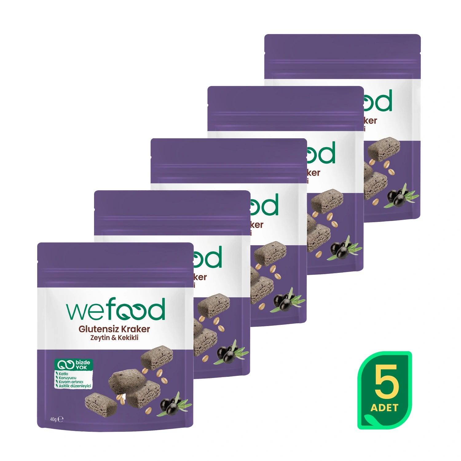 Wefood Glutensiz Zeytinli & Kekikli Kraker 40 g 5'li